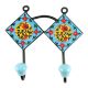Turquoise Red Flower Ceramic Tiles Hooks